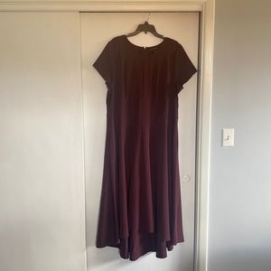 Burgundy Cap Sleeve High-low Dress